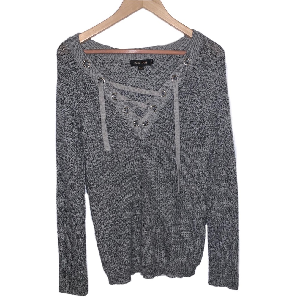 Grey V Neck Sweater